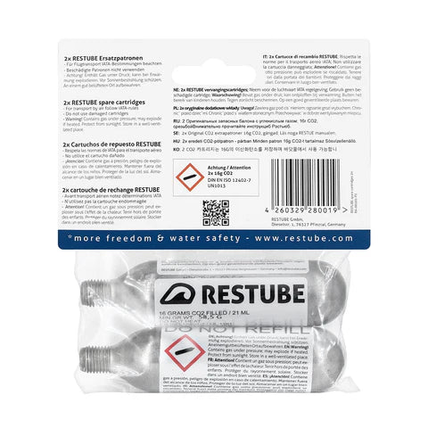 RESTUBE CO₂-Kartusche 10,9g – Original Ersatz für Schwimmen, Urlaub & Wassersport
