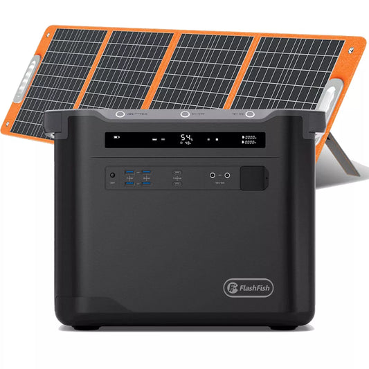 Portable power station with solar panel – FlashFish S25 (2000W)+TSP100W Set