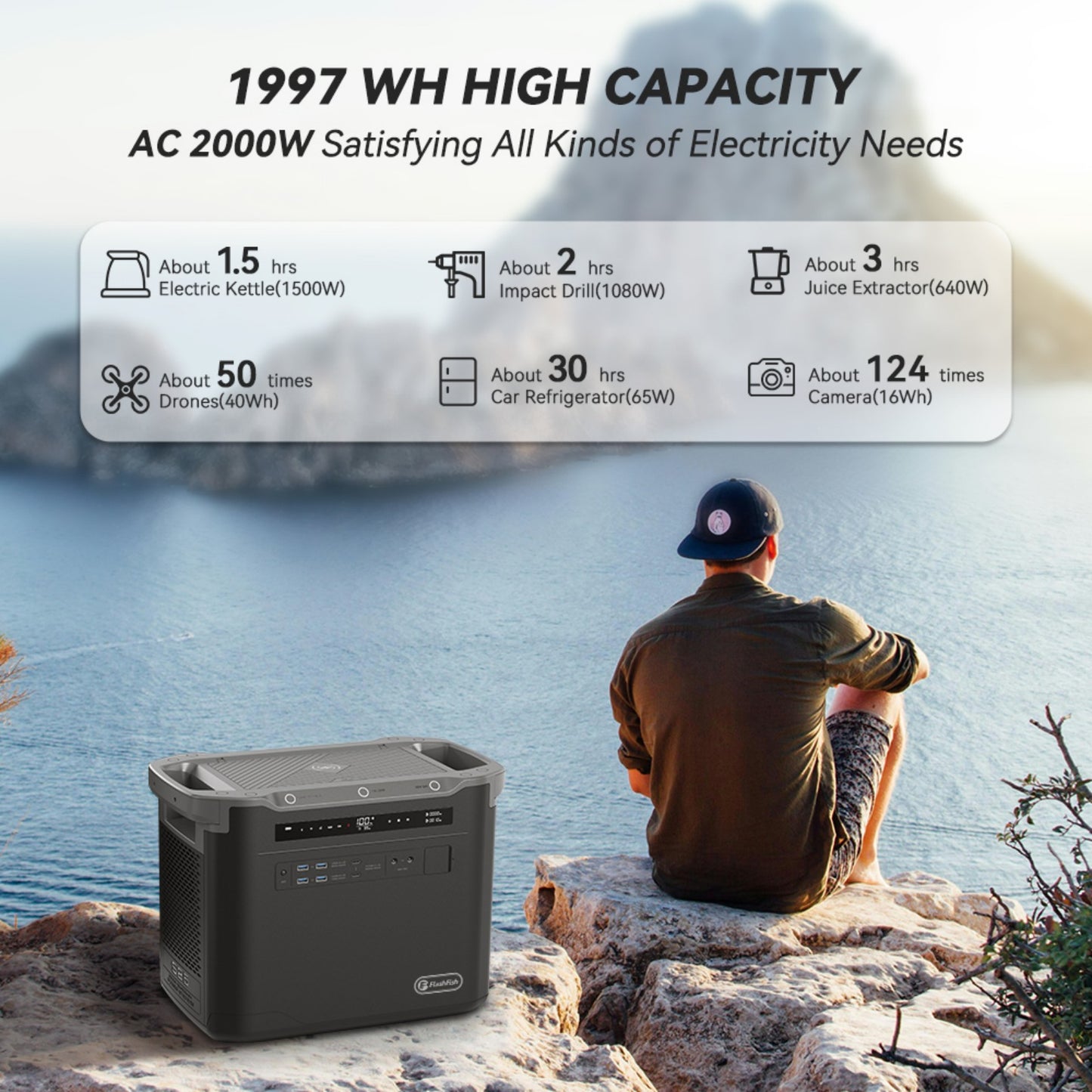 Tragbare Powerstation mit Solarpanel – FlashFish S25 (2000W)+TSP100W Set