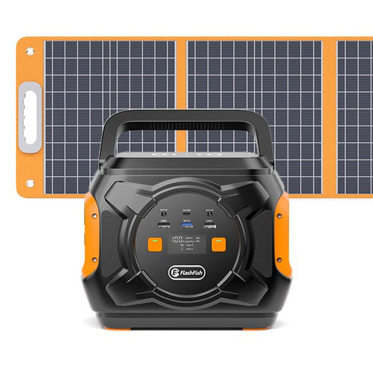 Flashfish Power Set: Portable Power Station A301 & 100W Solarpanel – Leistungsstarke mobile Energie für unterwegs
