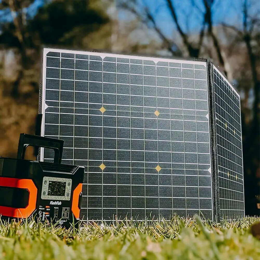 Solar Panel 100 W FlashFish Foldable 18V DC Output Outdoor Lightweight