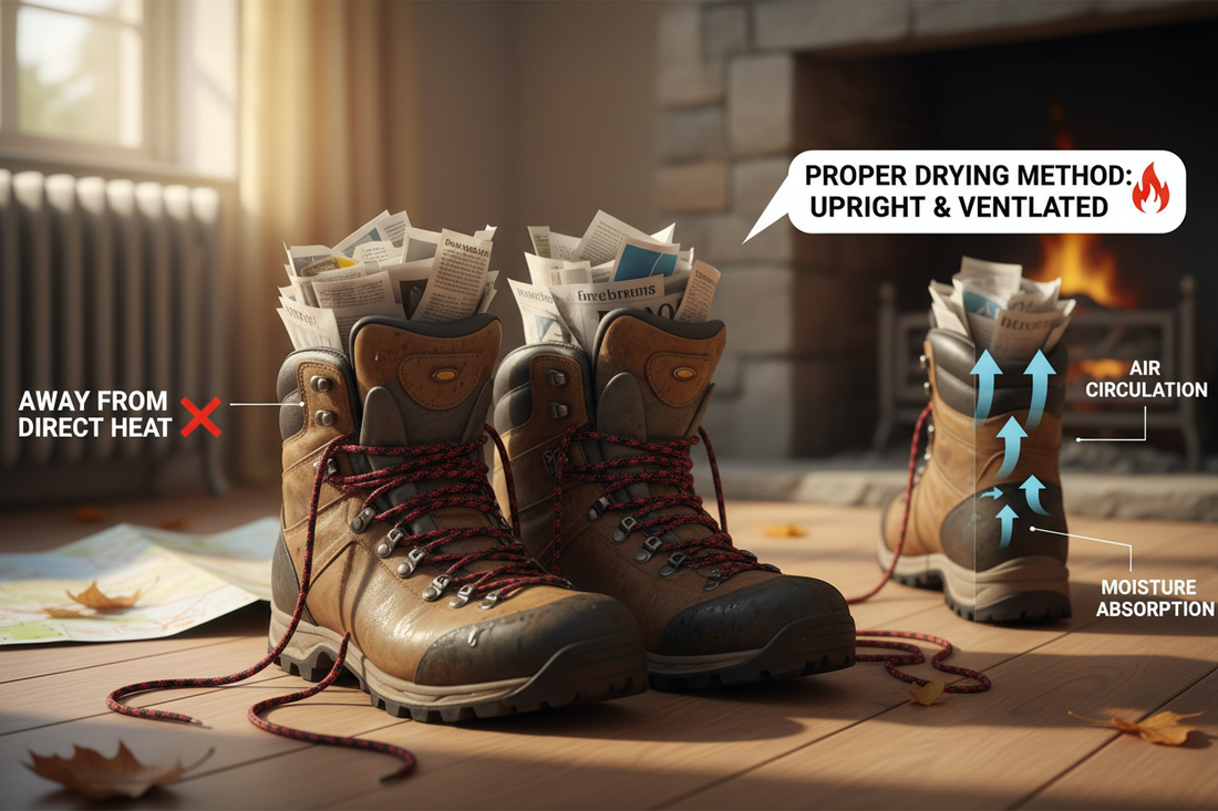 Das richtige Trocknen von Wanderschuhen – so vermeidest du Schäden am Material