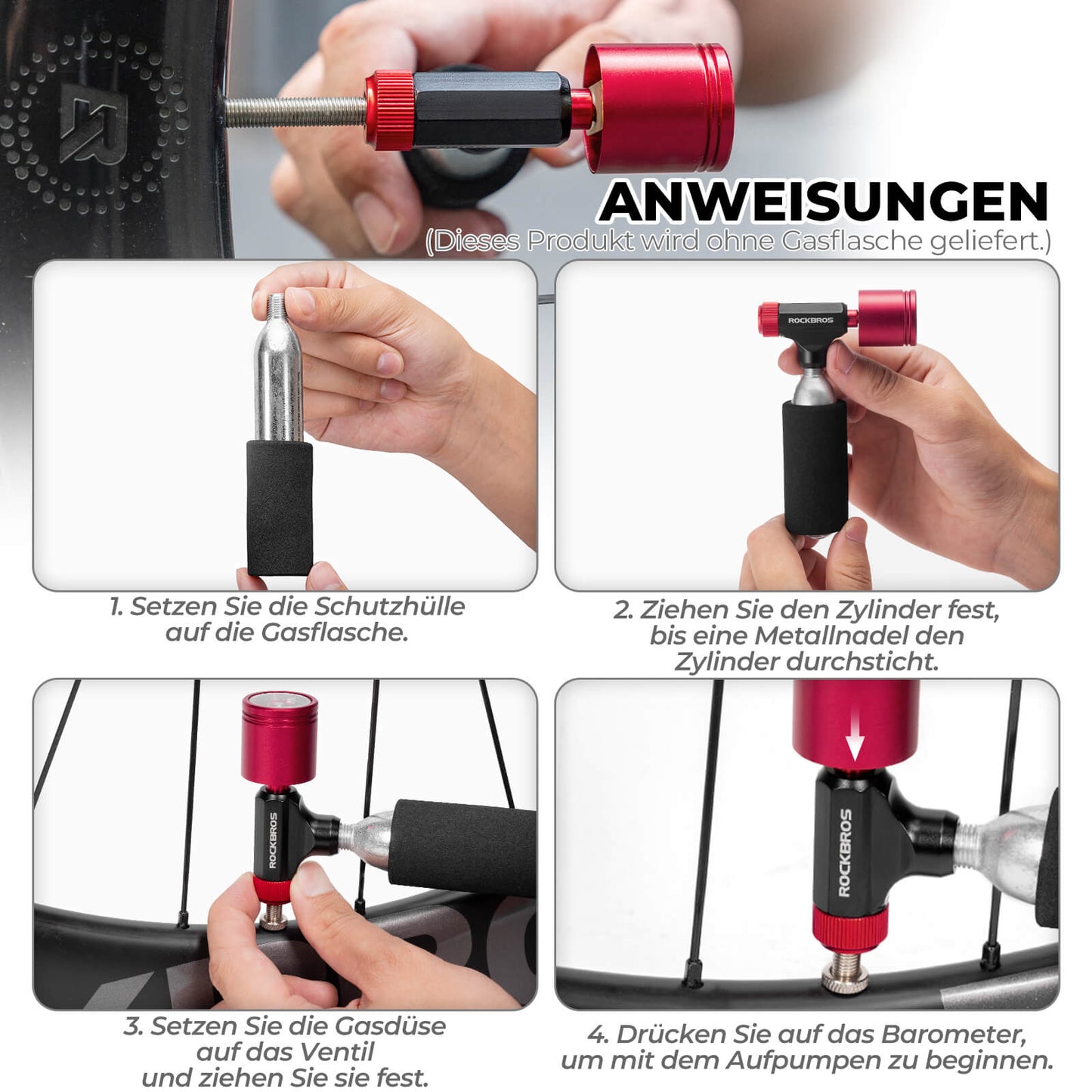 CO2 Fahrradpumpe Minipumpe für Presta & Schrader Ventile