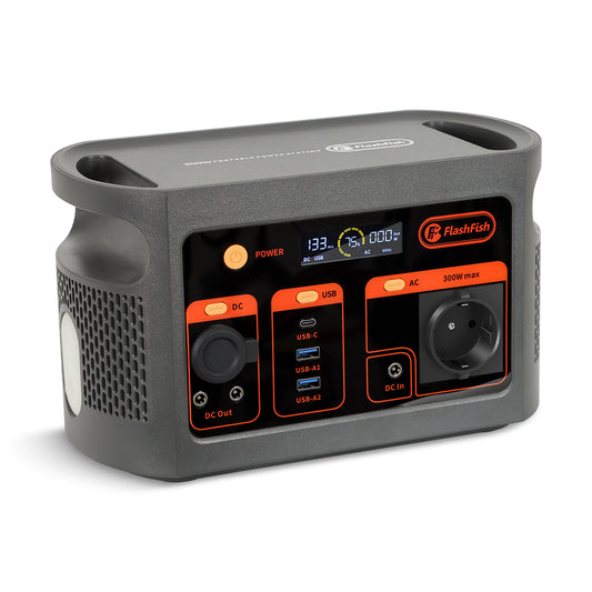 Flashfish E103 Powerstation – tragbare 179Wh LiFePO4 Power Station mit 300W für Outdoor & Notfälle