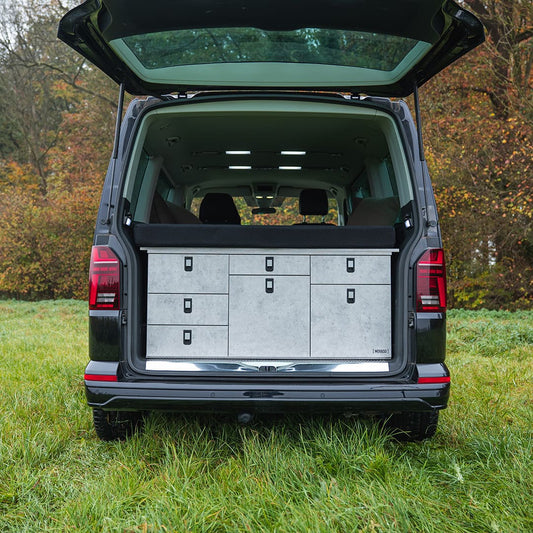 Camper Komplettsystem – Maßgeschneiderte Campingbox & Bett für VW, Mercedes & Ford