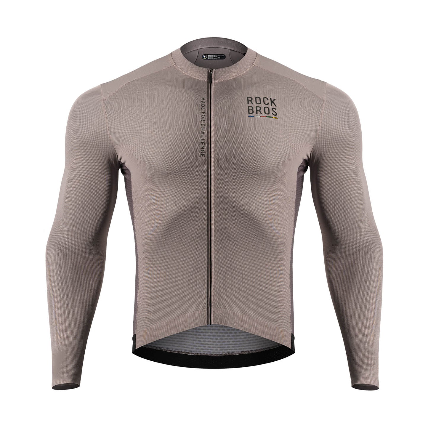 ROAD TO SKY Langarm-Radtrikot Herren Jersey Erdgrau/Braun