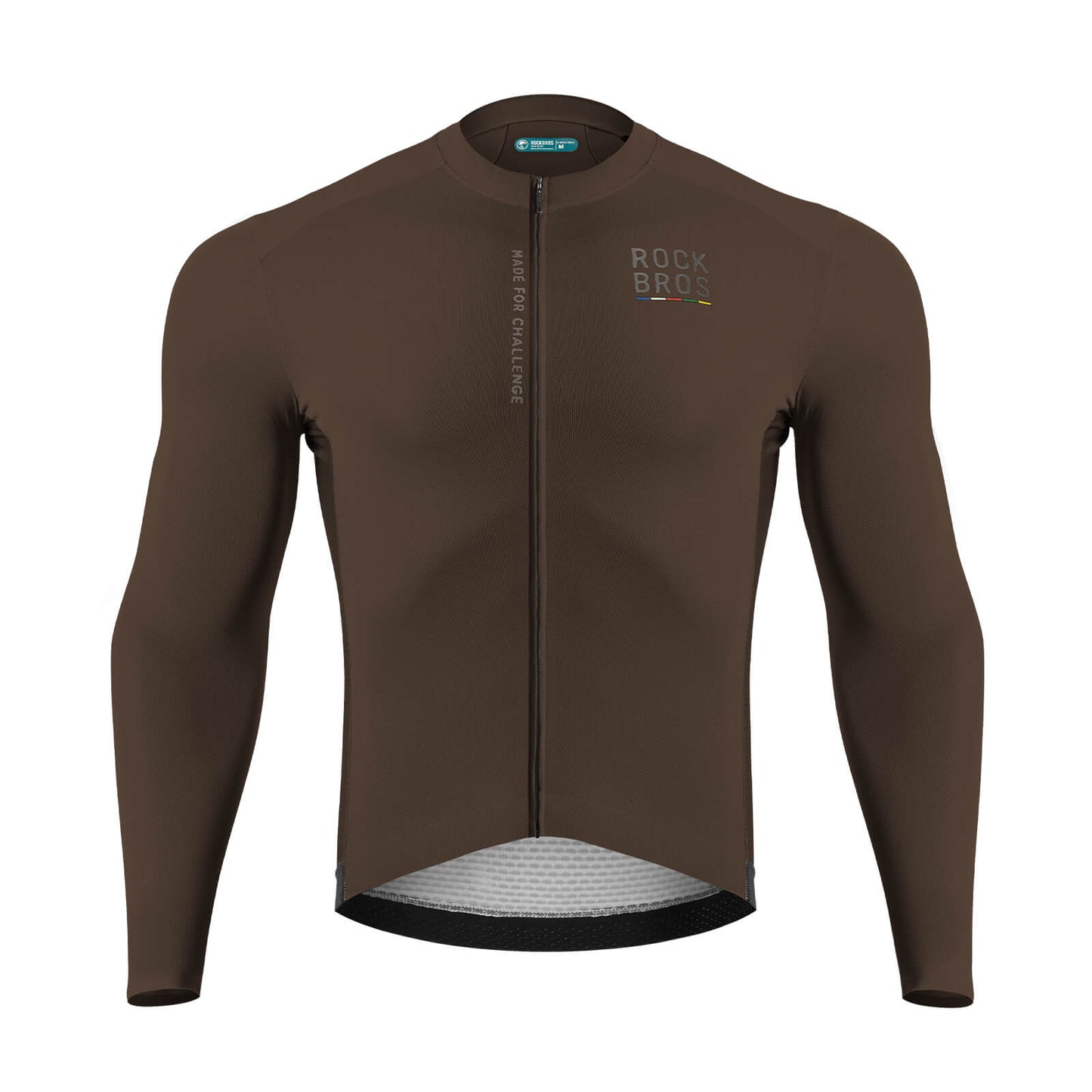 ROAD TO SKY Langarm-Radtrikot Herren Jersey Erdgrau/Braun