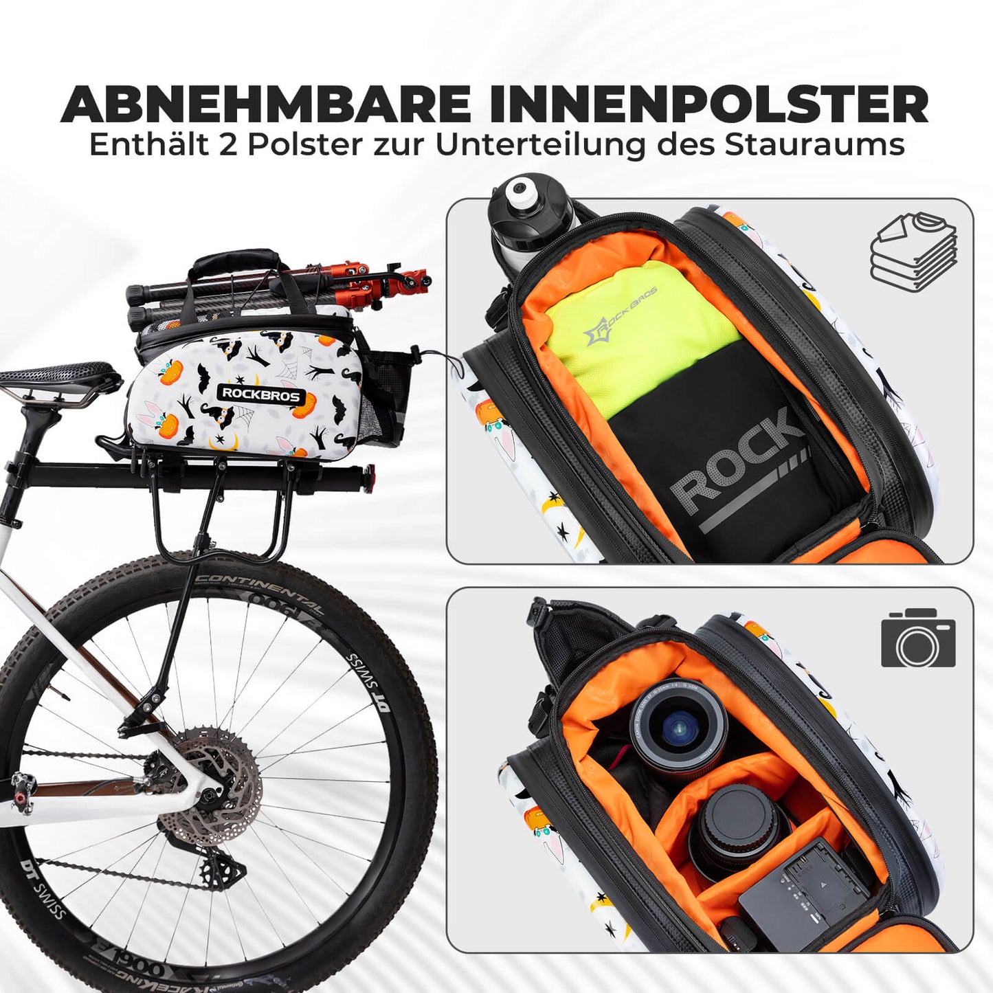 ROCKBROS Fahrrad Gepäckträgertasche 17-35L mit Regenhülle