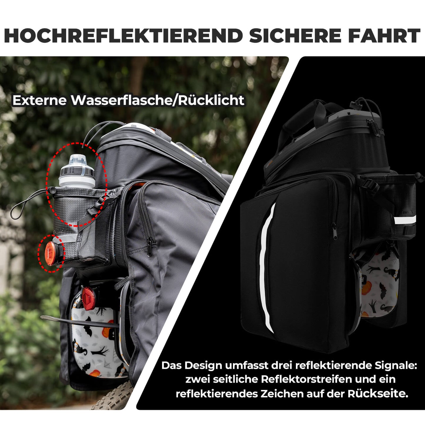 ROCKBROS Fahrrad Gepäckträgertasche 17-35L mit Regenhülle