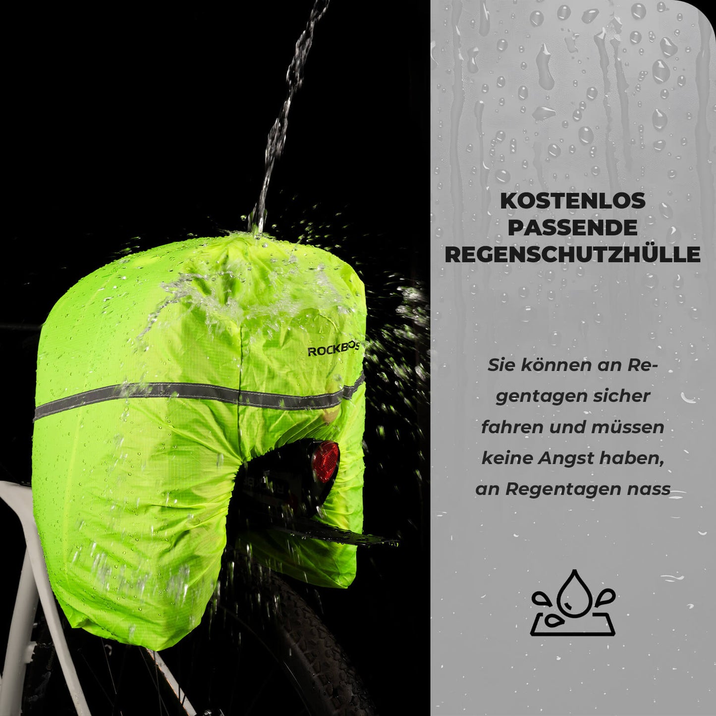 ROCKBROS Fahrrad Gepäckträgertasche 17-35L mit Regenhülle