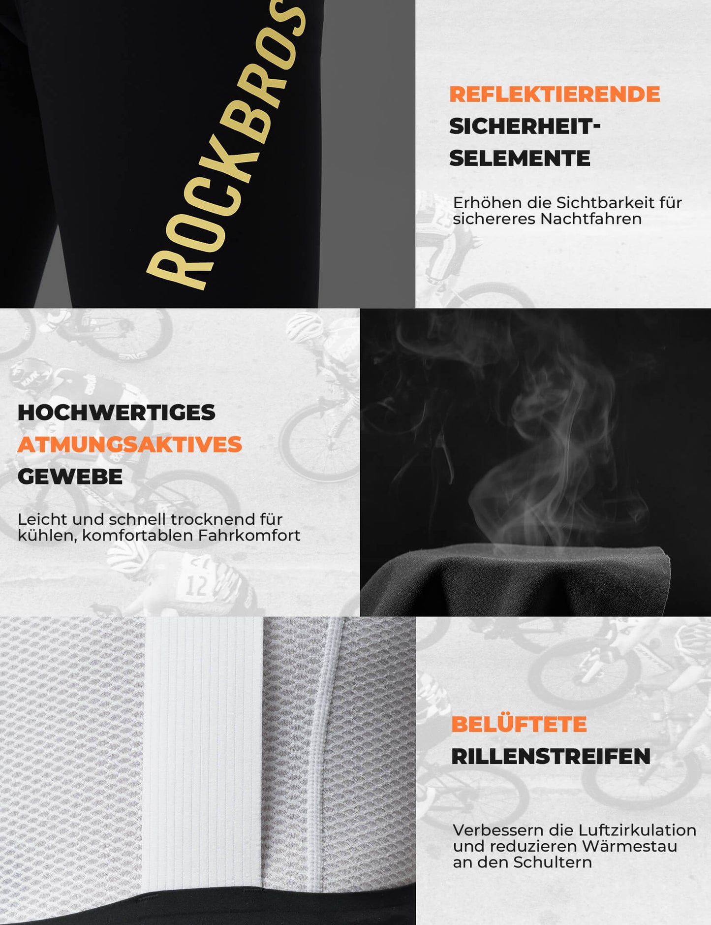 ROCKBROS Herren Fahrrad Trägerhose Lang Gepolstert