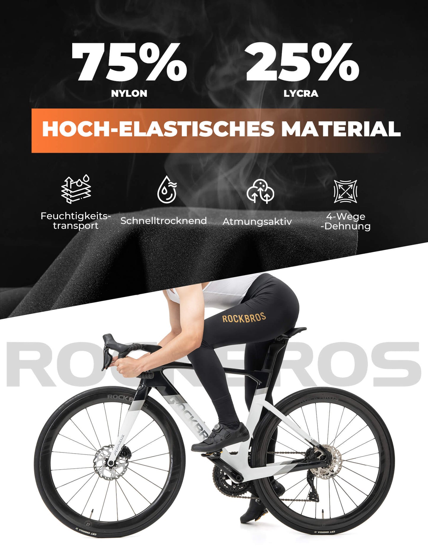 ROCKBROS Herren Fahrrad Trägerhose Lang Gepolstert