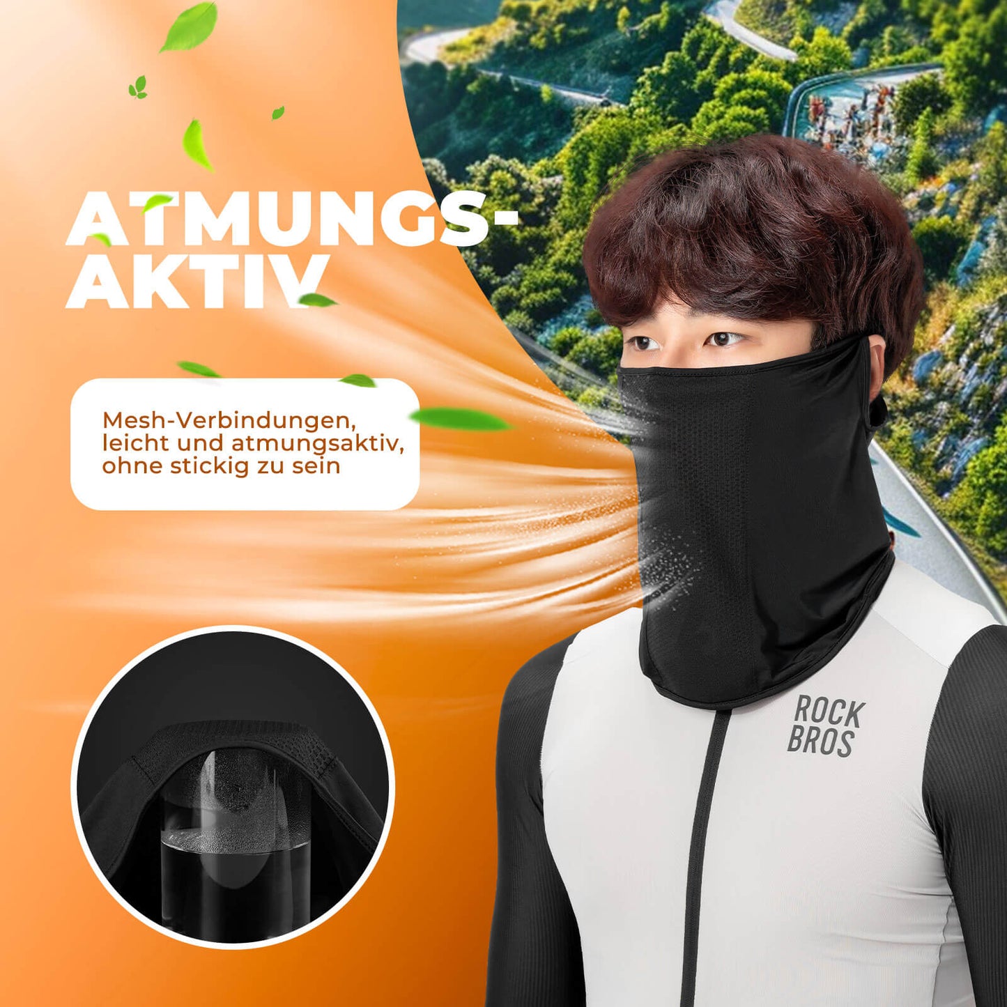 ROCKBROS Halbe Balaclava für Radfahren Sturmhaube Outdoor