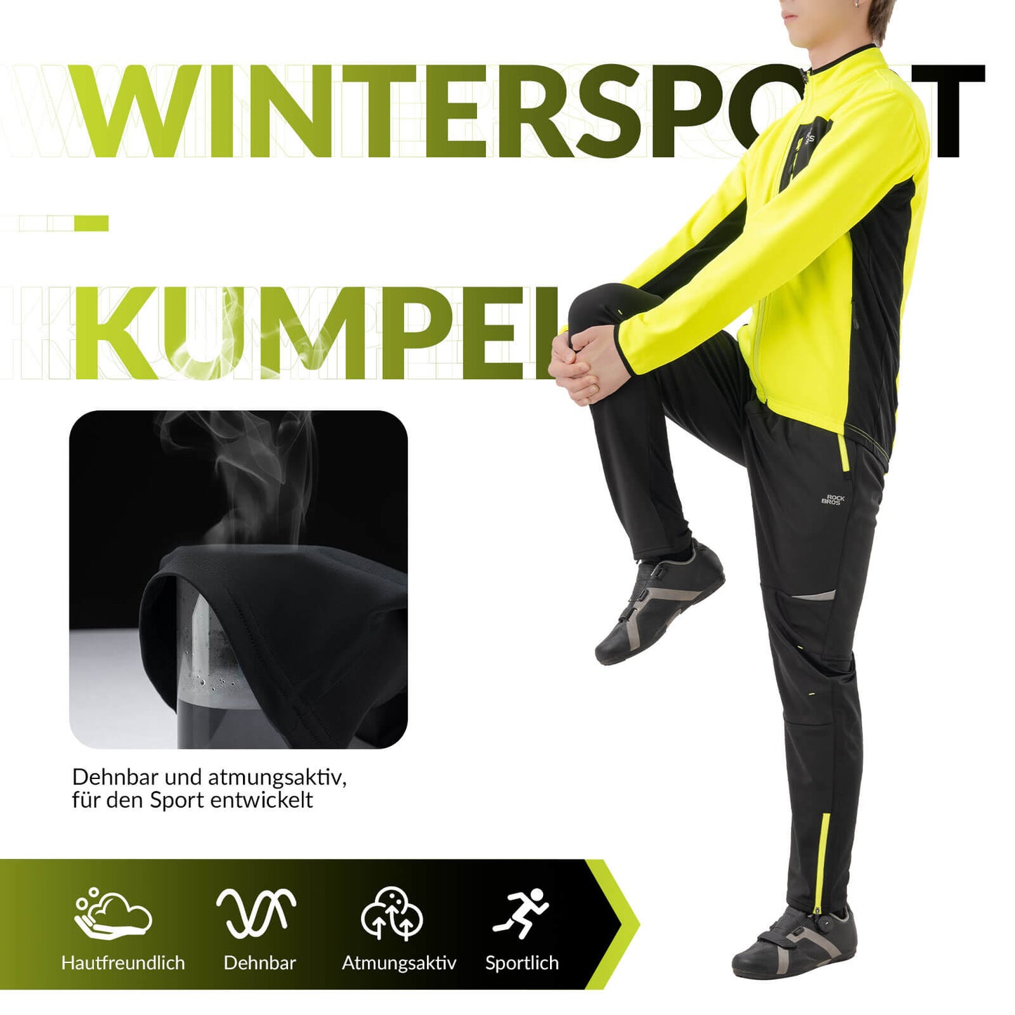 ROCKBROS Herren Fahrradhose Winddicht und Warm für Winter Outdoor-Sport