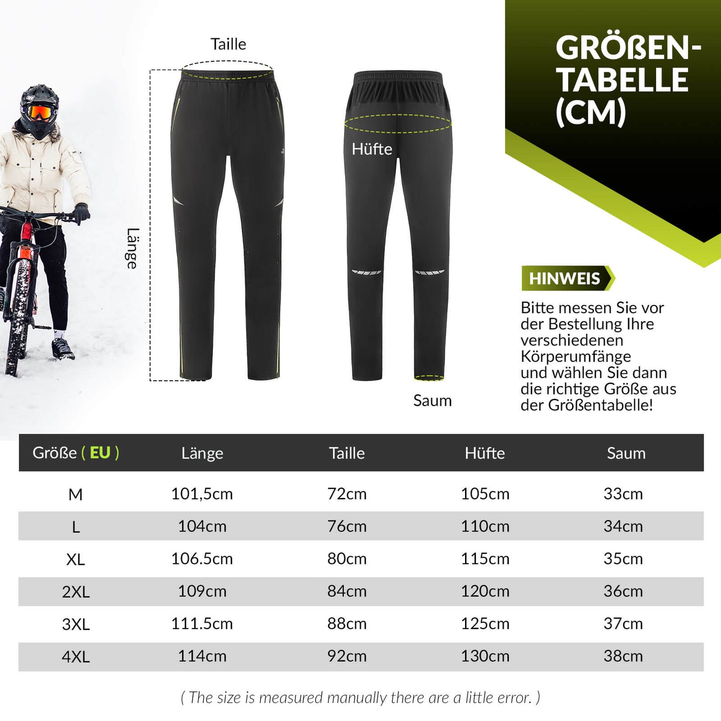 ROCKBROS Herren Fahrradhose Winddicht und Warm für Winter Outdoor-Sport