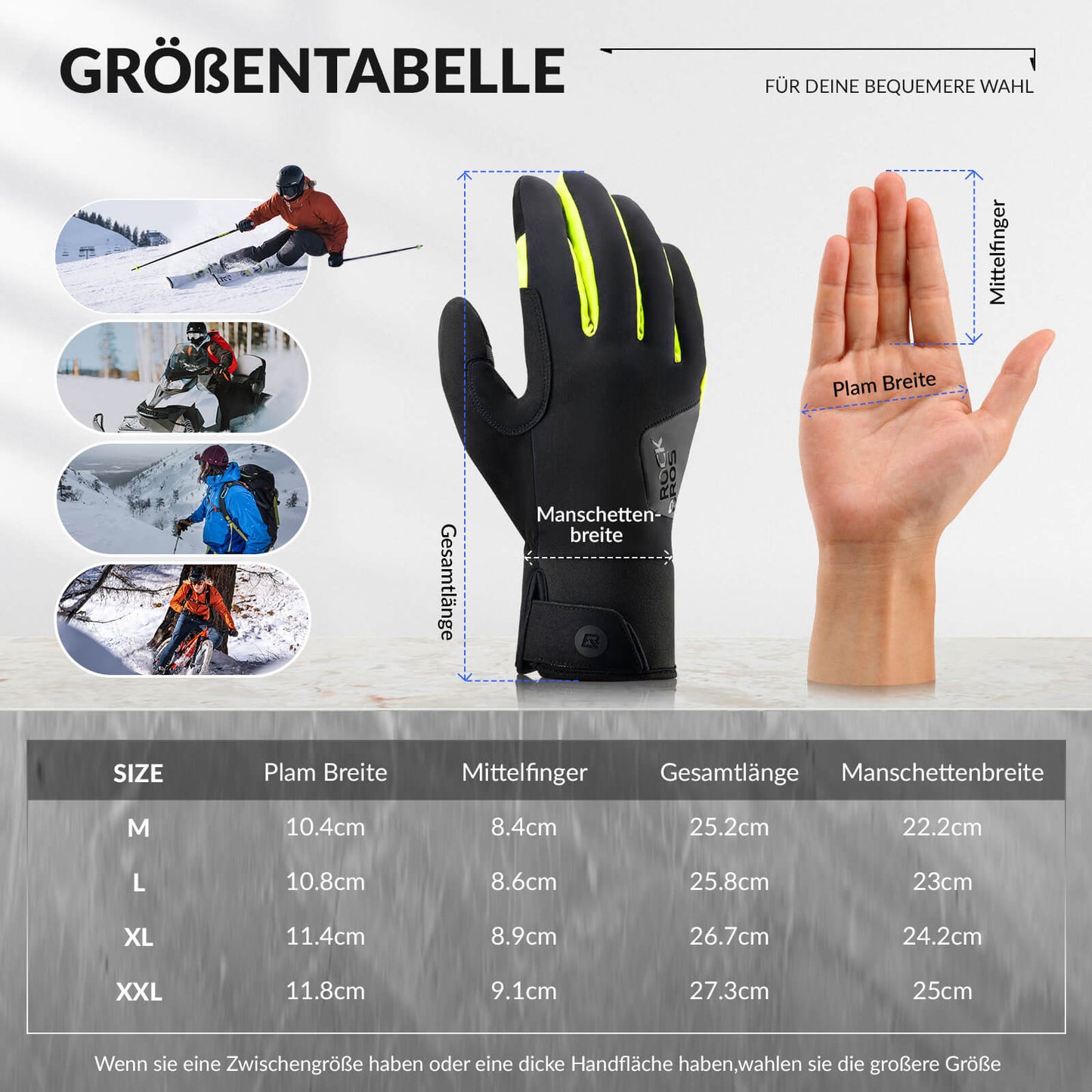 ROCKBROS Outdoor Thermo Handschuhe für Radfahren & Ski mit Touchscreen-funktion