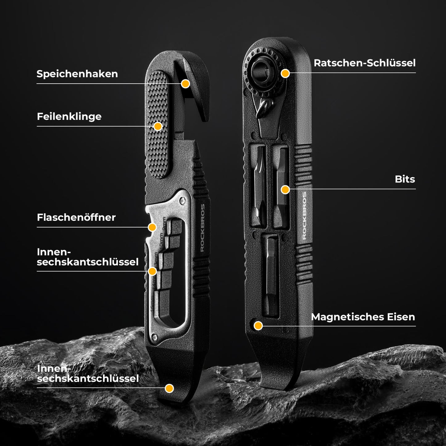 16 in 1 Fahrradwerkzeug Mini Tool Set Reifenheber mit Ratschenschlüssel