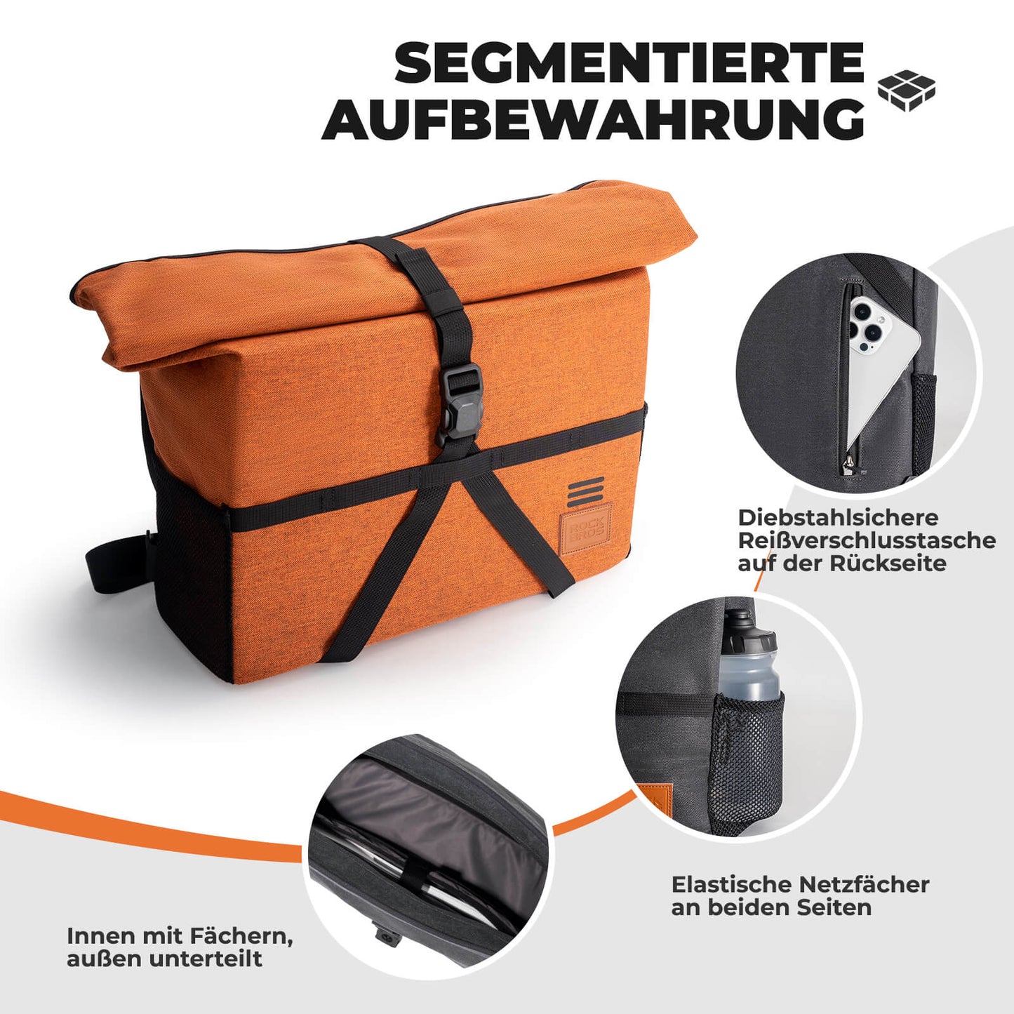 4-in-1 Fahrradtasche für Brompton Magnetverschluss 8-10L
