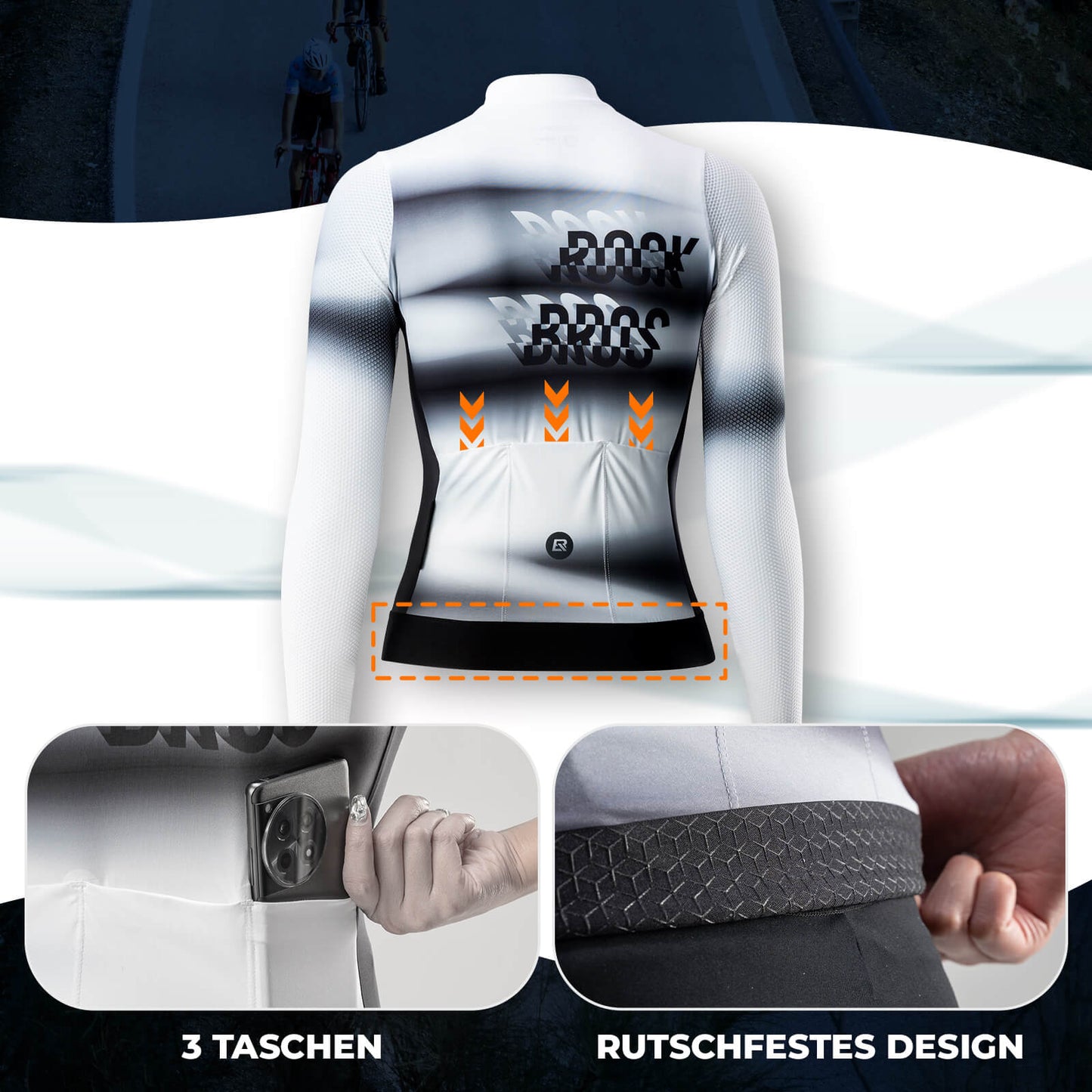 Damen Langarm-Radtrikot Schnell Trocknend Atmungsaktiv