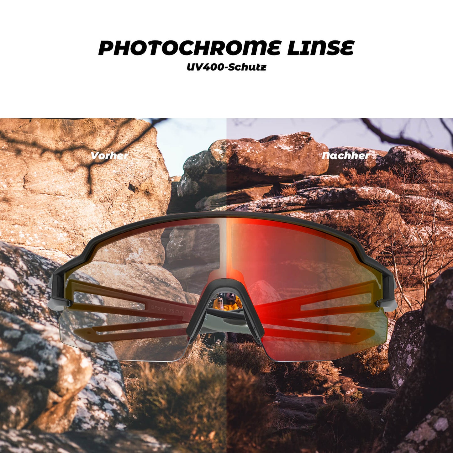Fahrradbrille Photochromatisch Sonnenbrille UV400-Schutz