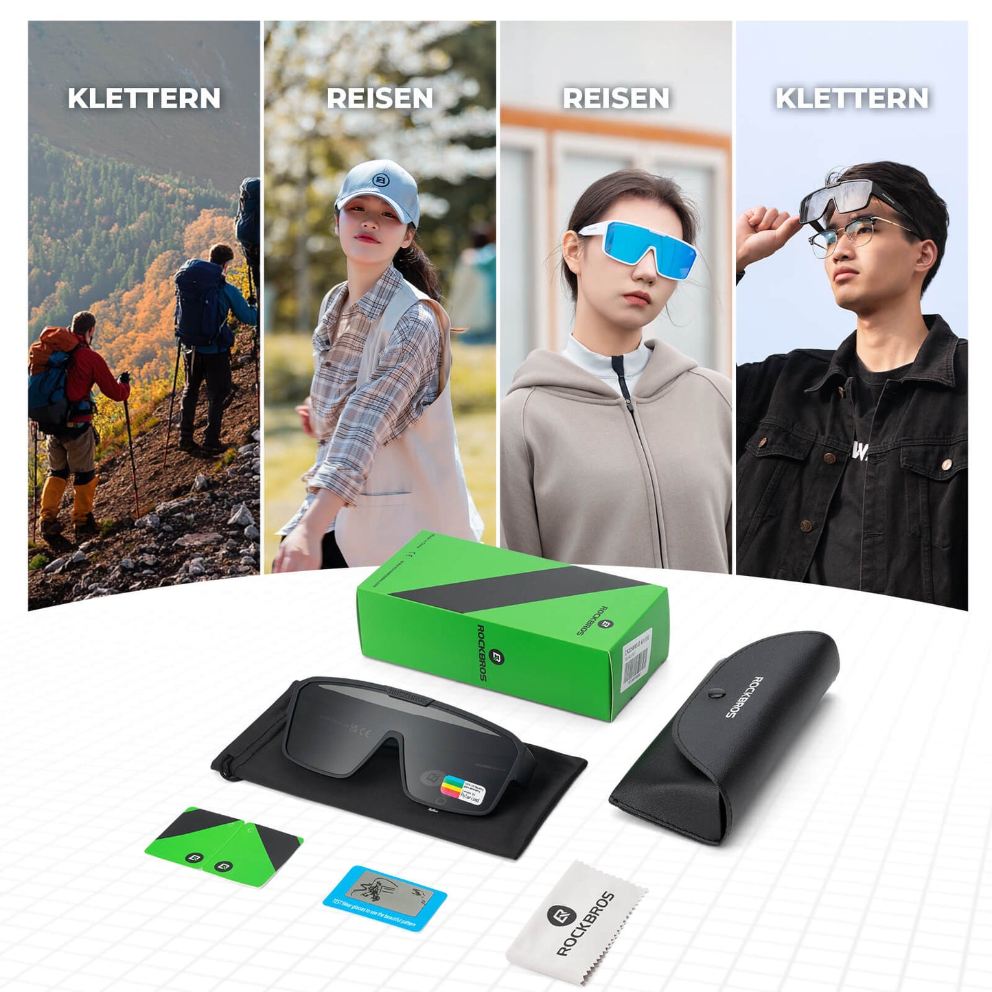 ROCKBROS Fahrradbrille Polarisiert Outdoor Sonnenbrille Überbrille MTB Rennrad