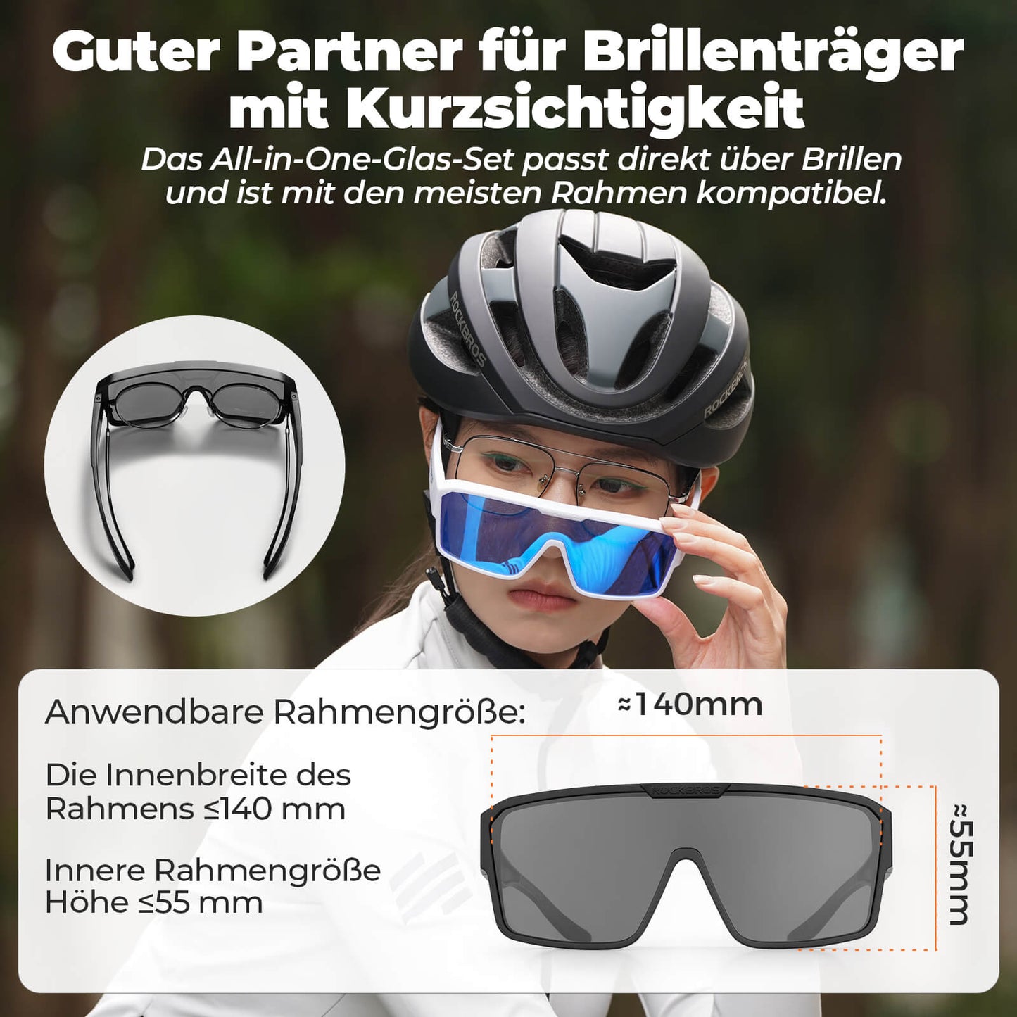 ROCKBROS Fahrradbrille Polarisiert Outdoor Sonnenbrille Überbrille MTB Rennrad