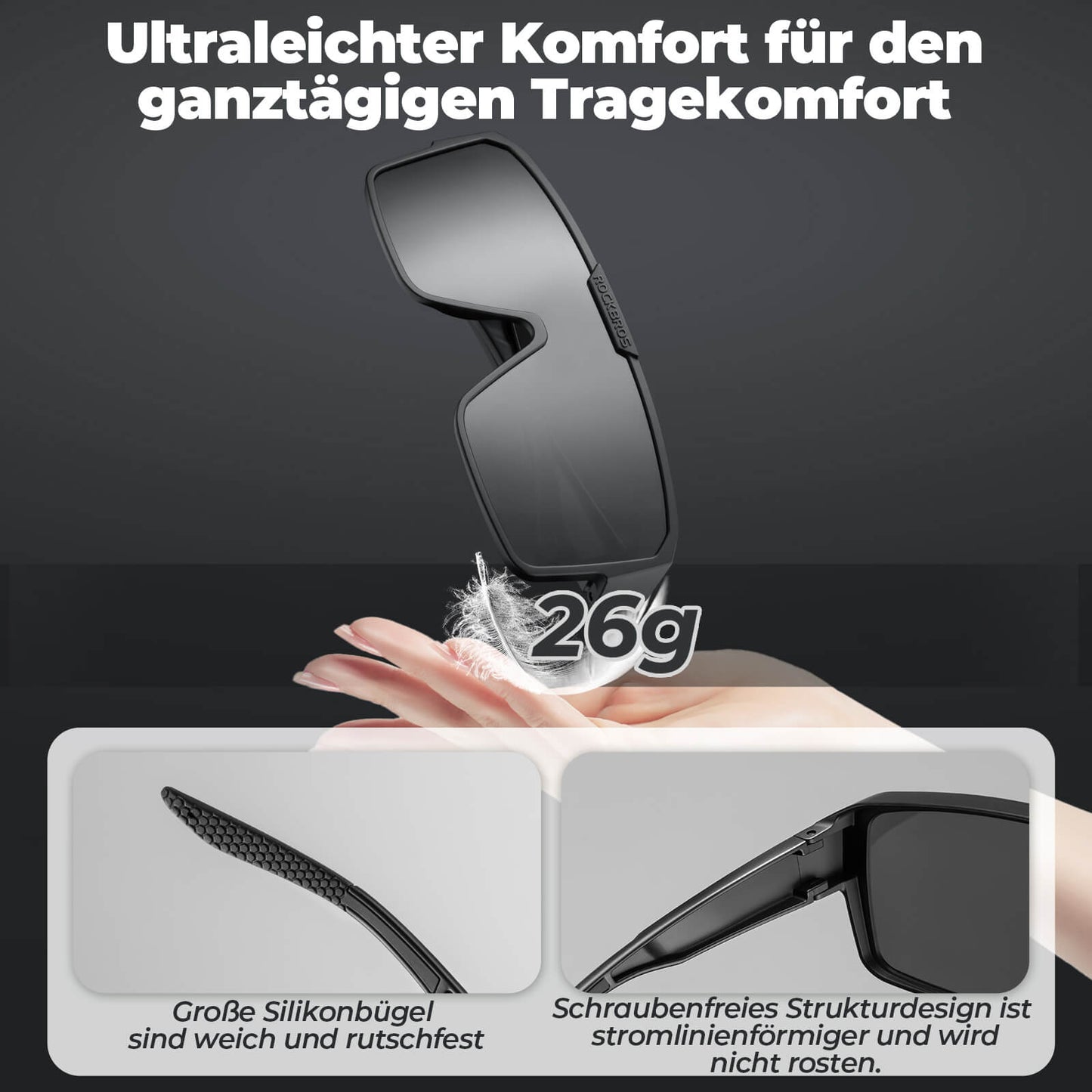 ROCKBROS Fahrradbrille Polarisiert Outdoor Sonnenbrille Überbrille MTB Rennrad