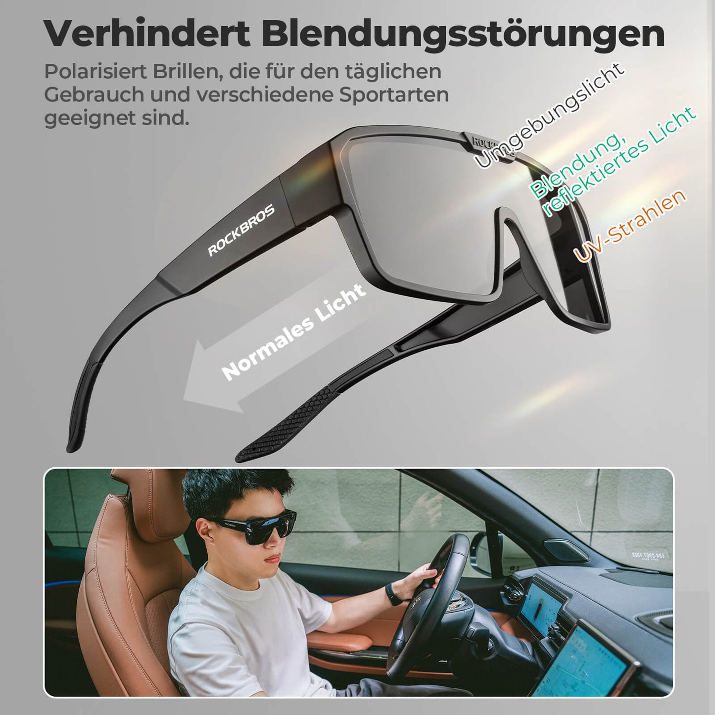 ROCKBROS Fahrradbrille Polarisiert Outdoor Sonnenbrille Überbrille MTB Rennrad