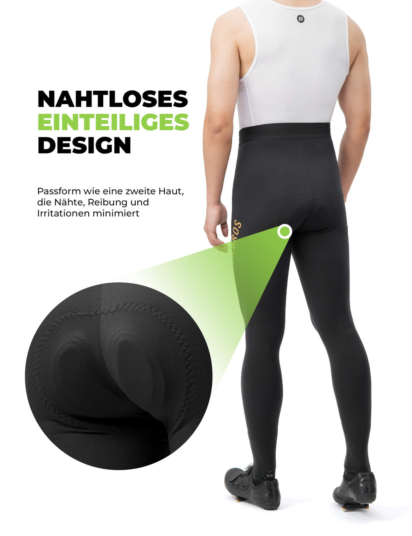 Fahrradhose Lang Gepolstert Nahtlos Schnelltrocknend Herren