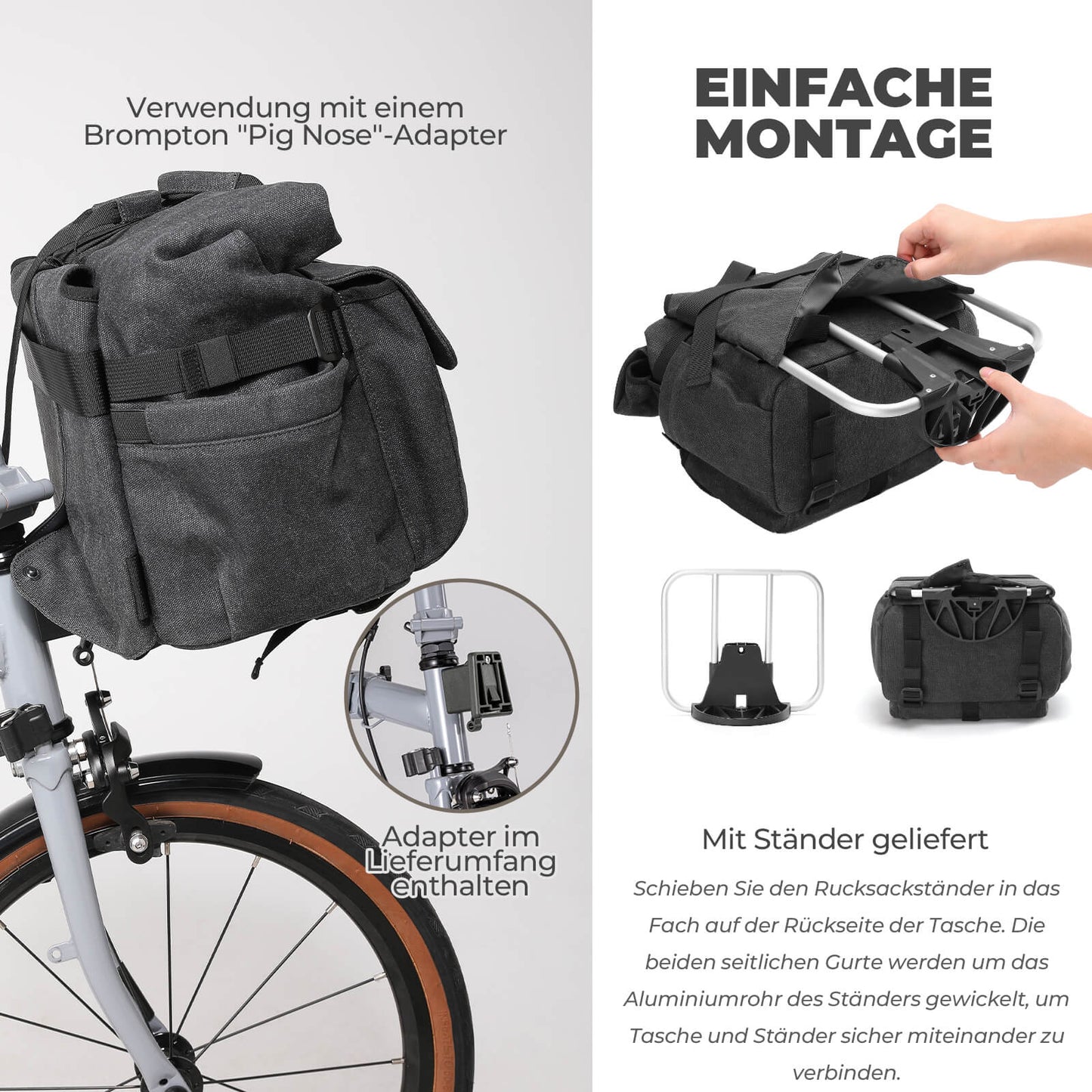 Fahrradtasche Lenkertasche für Brompton 15L+1,8L