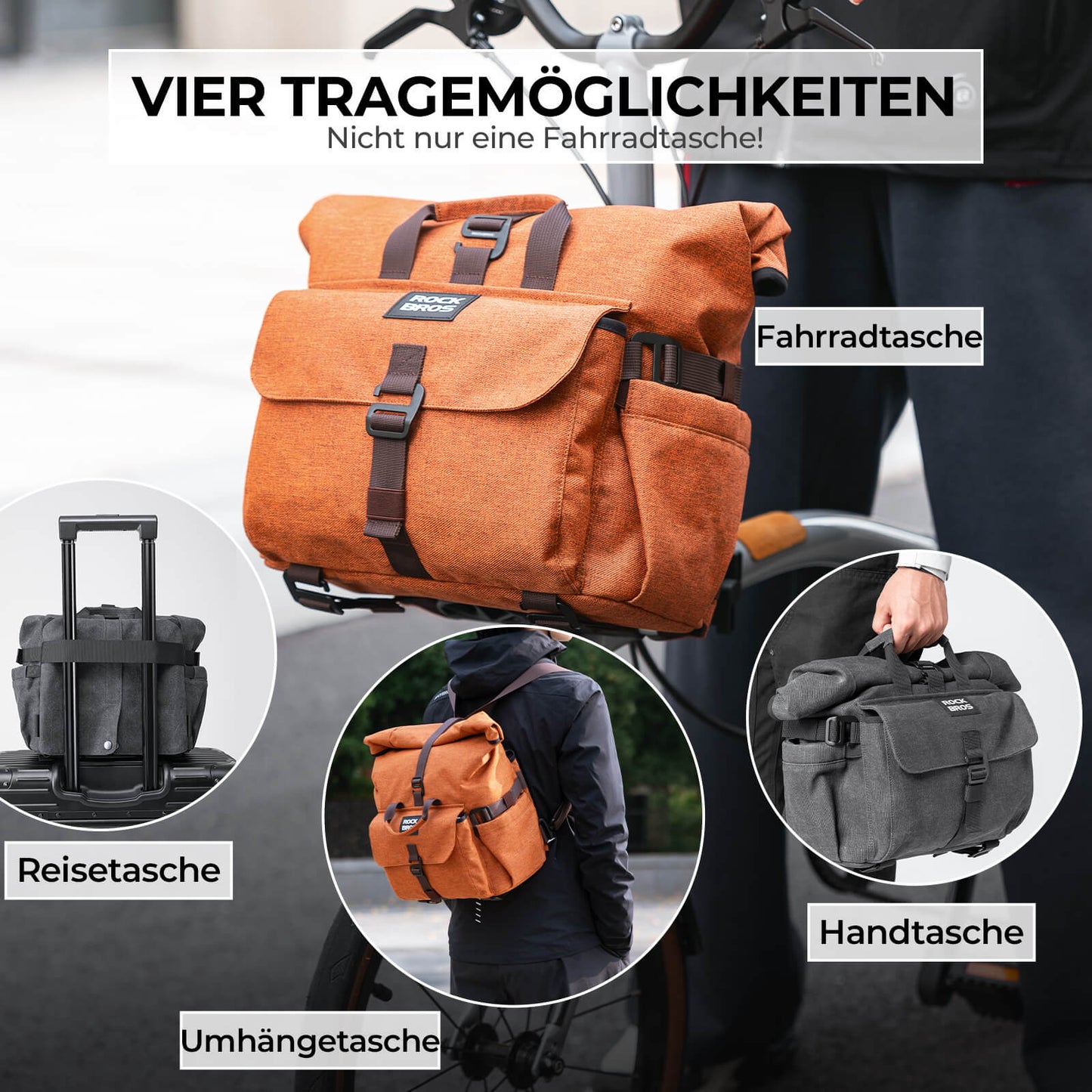 Fahrradtasche Lenkertasche für Brompton 15L+1,8L