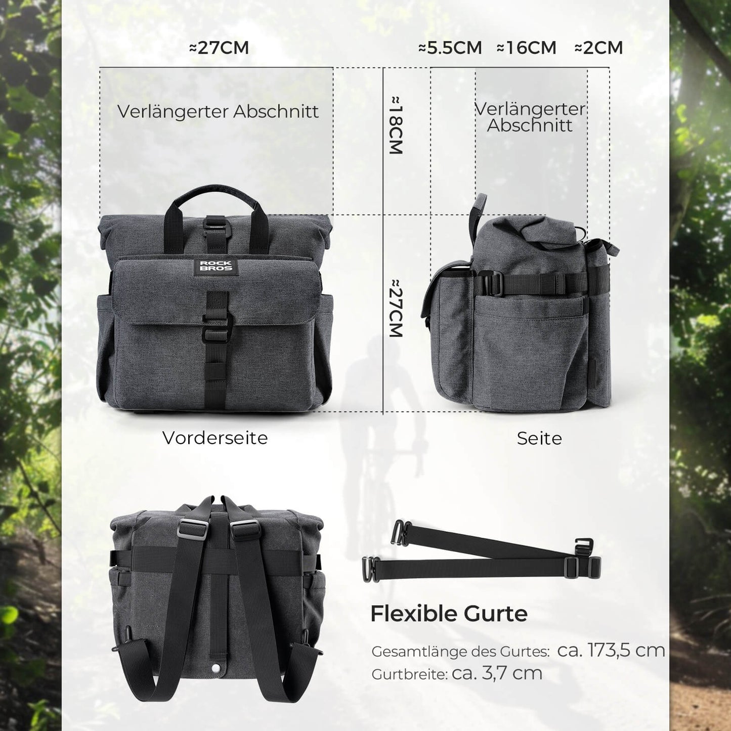 Fahrradtasche Lenkertasche für Brompton 15L+1,8L