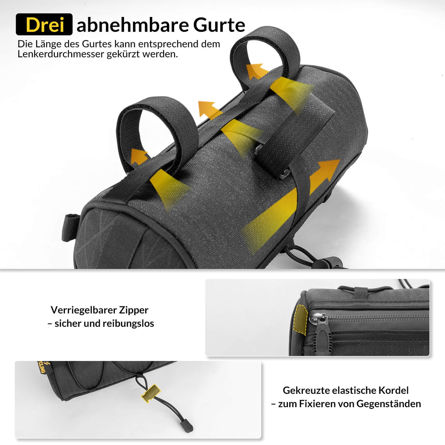 Lenkertasche 2,1L  mit Schultergurt für MTB, Rennrad, Gravel & E-Bike