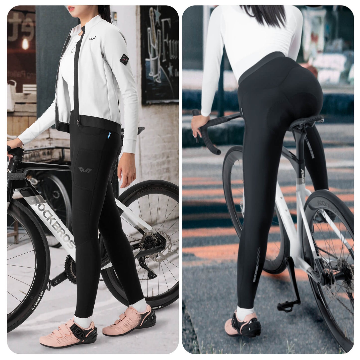 TVI Lange Fahrradhose mit Sitzpolster Atmungsaktiv Warm