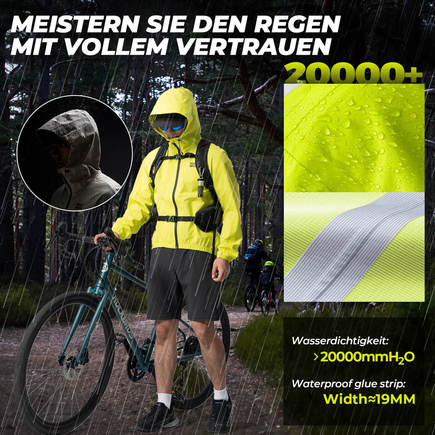 Neon Gelb Jacke Regenjacke Leicht Wasserdicht 0-15° Herren/Damen