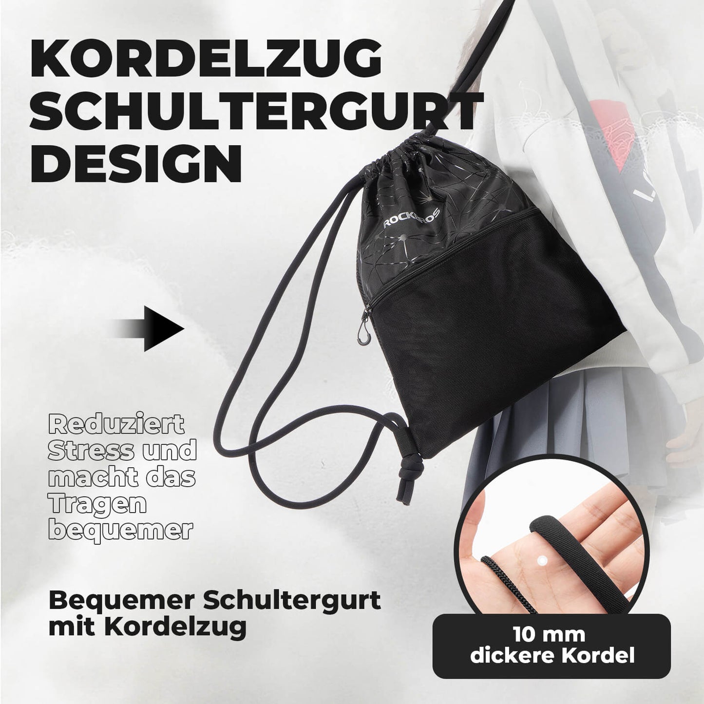 Rucksack mit Kordelzug Turnbeutel Kordelzugbeutel Sportbeutel 9L