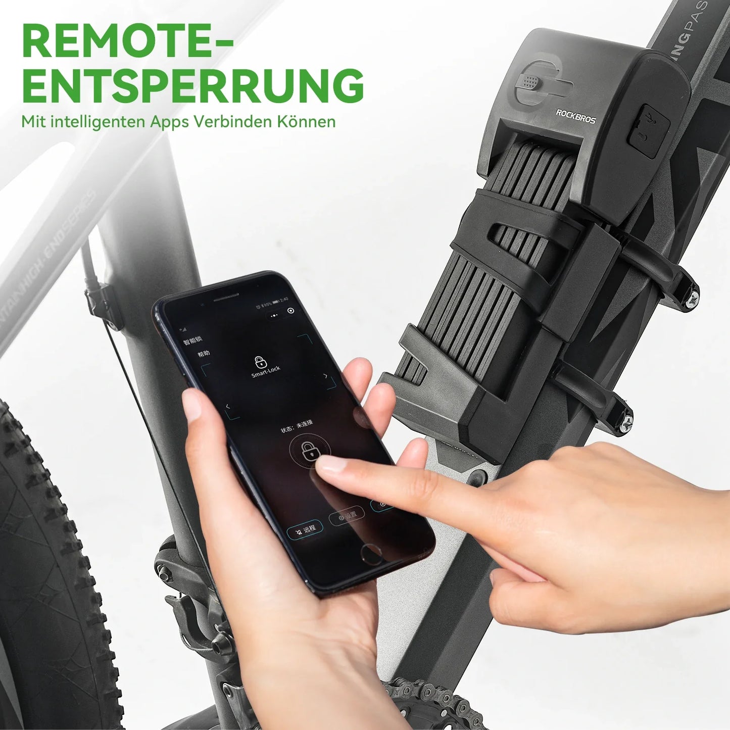 Fahrrad  Fingerabdruck Faltschloss USB-Aufladung